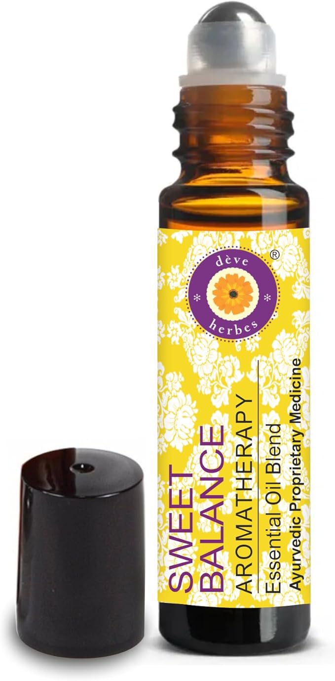 déve herbes Sweet Balance - Aromatherapy Essential Oil Blend of Cinnamon, Fennel Seed, Dill Seed & Geranium Essential Oils 10ml (Roll-On)