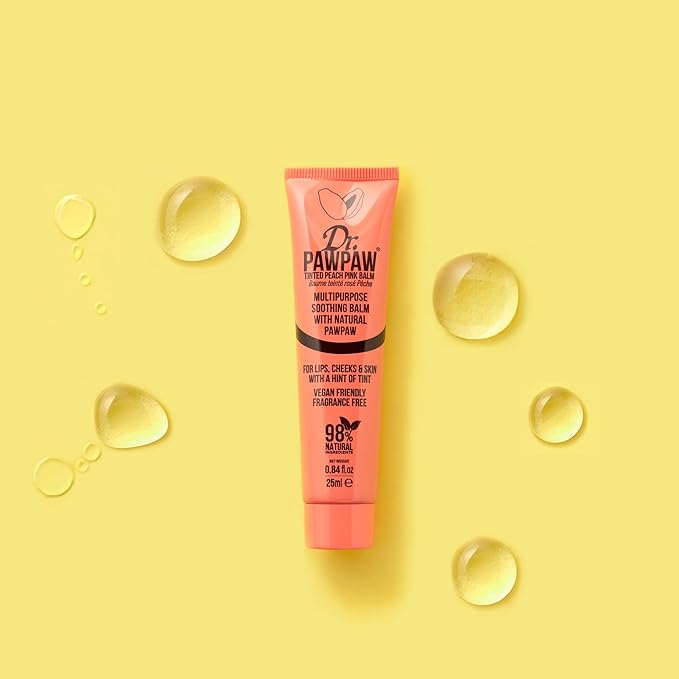Dr. PawPaw Multipurpose Soothing Tinted Balm - Lip Balm for Lips, Cheeks, Eyes – Tinted Lip Balm - Lip Moisturizer with Pawpaw - Peach Pink - 0.84 oz