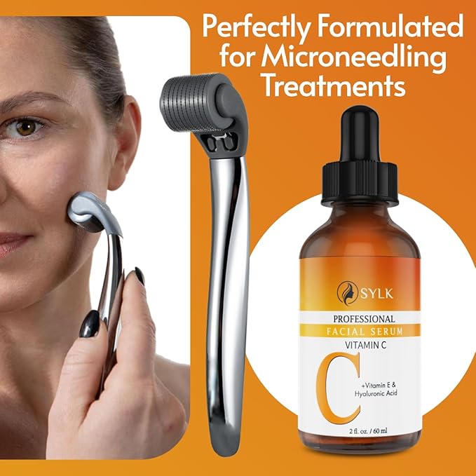 Sylk Vitamin C Serum For Face with Hyaluronic Acid & Vitamin E – Brightening Serum – Treatment for Anti Aging, Dark Spots, Tone, Fine Lines & Wrinkles - Microneedling - Korean Skincare - 2 fl oz
