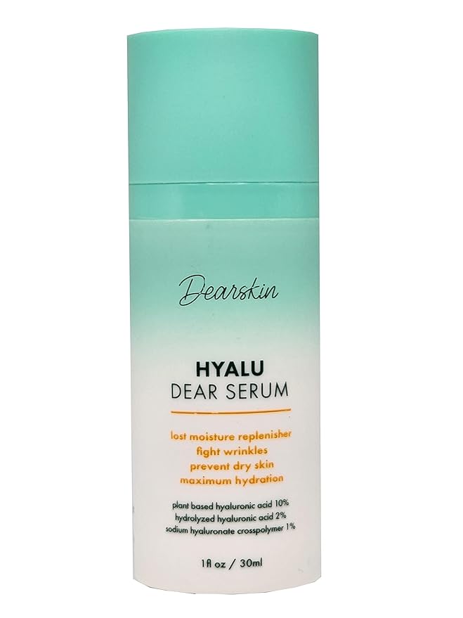 Dearskin Hyaluronic Acid Serum Vegan 100% Plant Based Hyaluronic Acid 10%, Hydrolyzed Hyaluronic Acid 2%, Sodium Hyaluronate Crosspolymer 1% - Hyalu Dear Serum