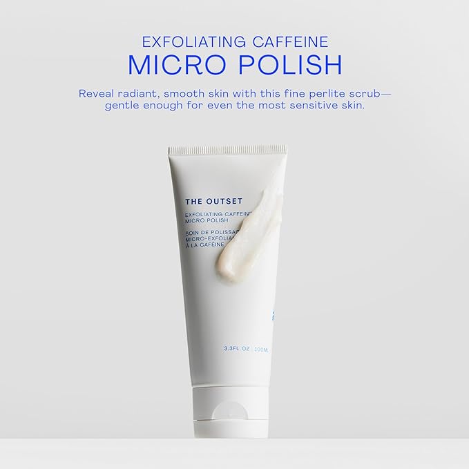 The Outset Exfoliating Caffeine Micro Polish, Brightening, Smoothing & Awakening Physical Face Scrub, Gentle, Fragrance-Free, Clean, Vegan & Gluten-Free Daily Skincare - 3.3 fl oz