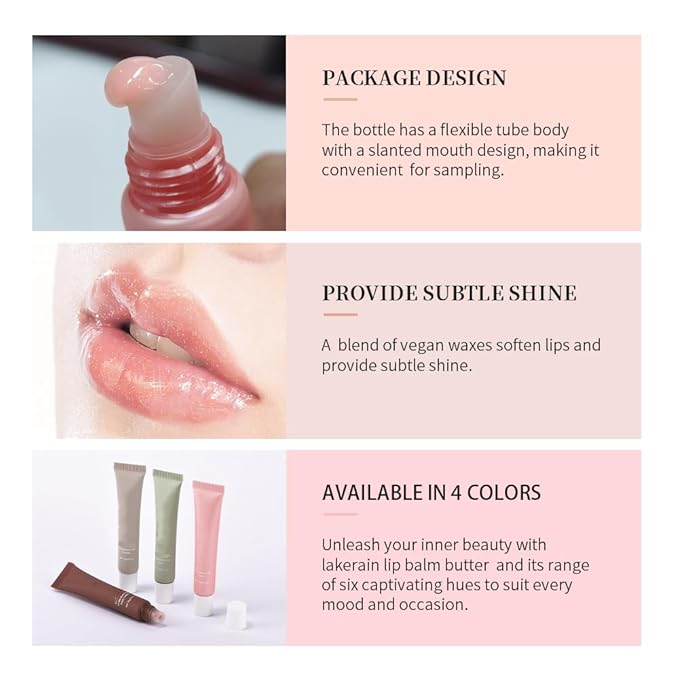 Lip Butter Balm, Hydrating Lip Balm with Sheer Tint, Plumps Moisturizing Hydrating Lip Mask, Vegan Non-Sticky Lip Glowy Balm for Instant Moisture, Shine, & Soothing Lip Care, #3 Ices Coffee
