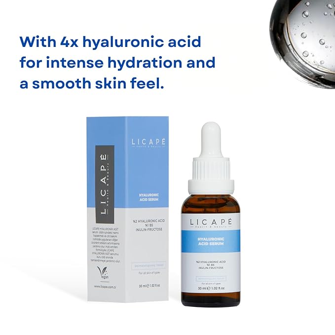 LICAPE® Hyaluronic Acid Serum 30ml – Advanced Hydration with Panthenol B5 and Peptide Complex for Moisturized and Plump Skin