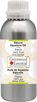 Greenwood Essential Pure Natural Squalane Oil (derived from Olives) Natural Therapeutic Grade for Hair, Skin & Aromatherapy 300ml (10.1 oz)