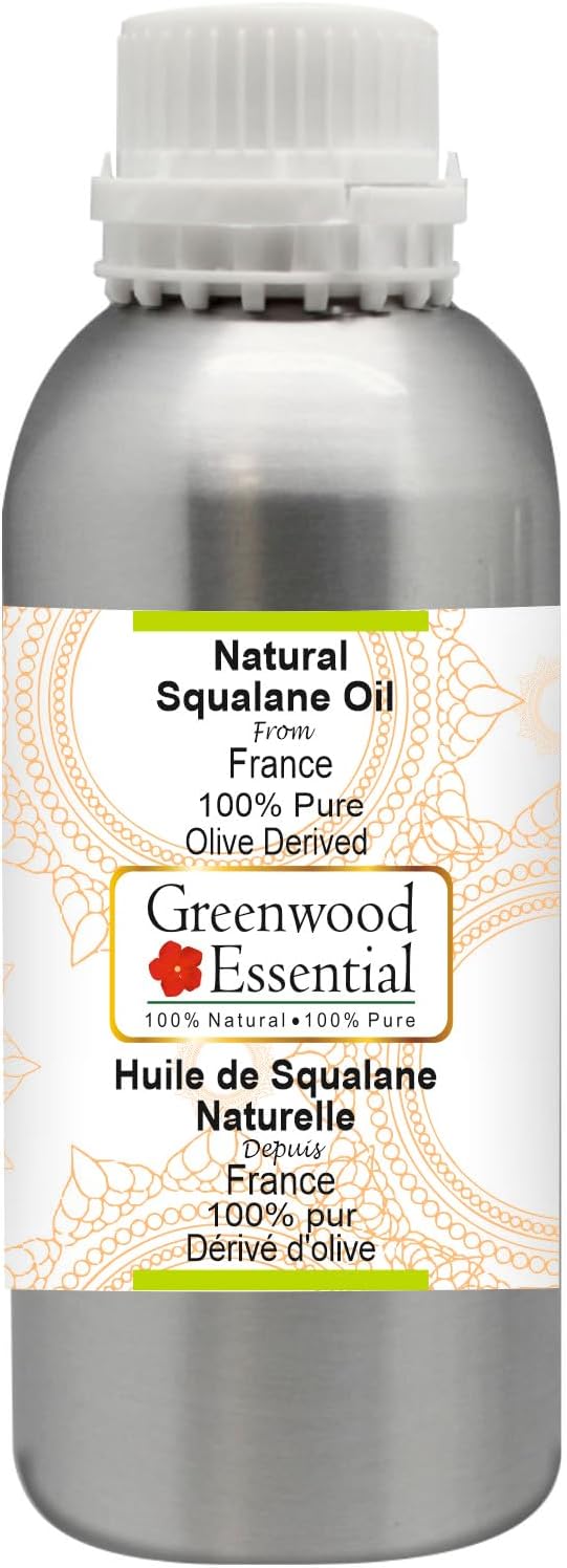 Greenwood Essential Pure Natural Squalane Oil (derived from Olives) Natural Therapeutic Grade for Hair, Skin & Aromatherapy 1250ml (42 oz)