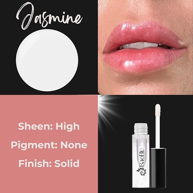 BaeBlu Organic Vegan Lip Gloss, 100% Natural Non-Toxic Moisturizing Ingredients, Jasmine