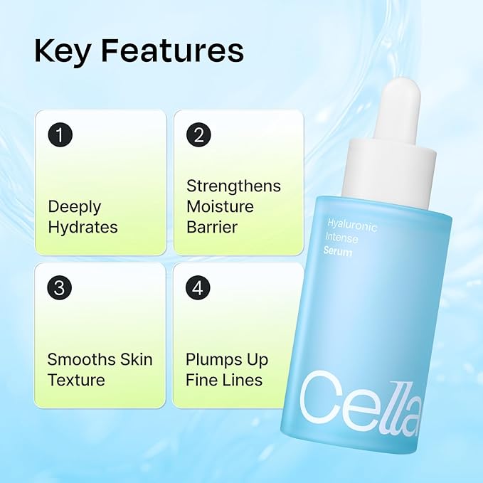 Celladix Hyaluronic Intense Serum – 95% Pure Hyaluronic Acid with Jeju Deep Sea Water & Peptides – 100 Hours of Hydration, Gentle Soothing Care for Radiant Skin – Korean Skincare, 1.01 Fl Oz