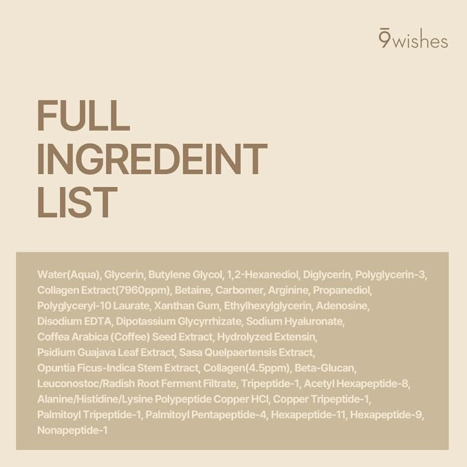 9wishes Vegan Collagen Ampule - Multi-Peptide Face Serum with Copper Peptide & Collagen for Firming, Plumping & Skin Elasticity, Korean Skincare - 30ml /1 .01 fl.oz.