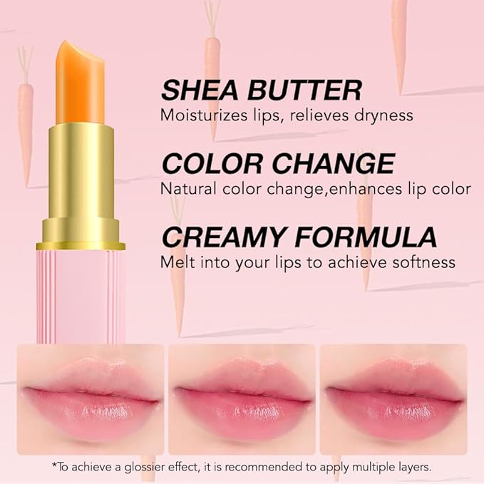 BINGBRUSH Carrot Color Changing Lipstick, Long Lasting Moisturizing Lipstick, Hydrating Lip Color for Dry Lips, Vegan & Cruelty-Free (Cherry)