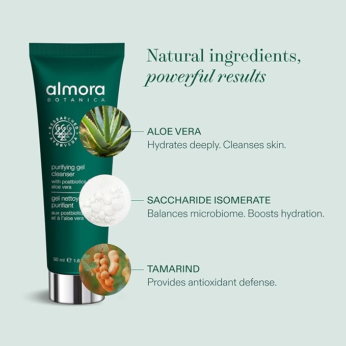 Purifying Gel Cleanser, 50mL | Gentle Foaming Face Wash with Natural Botanicals | Removes Impurities & Balances Skin | Clean, Vegan, Ayurvedic Skincare