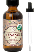 US Organic Sesame Seed Oil, Certified Organic, Untoasted, Unrefined Virgin, Pure & Natural, Cold Pressed, in Amber Glass Bottle w/Glass Eyedropper, Sourced from Mexico (2 oz (Small))
