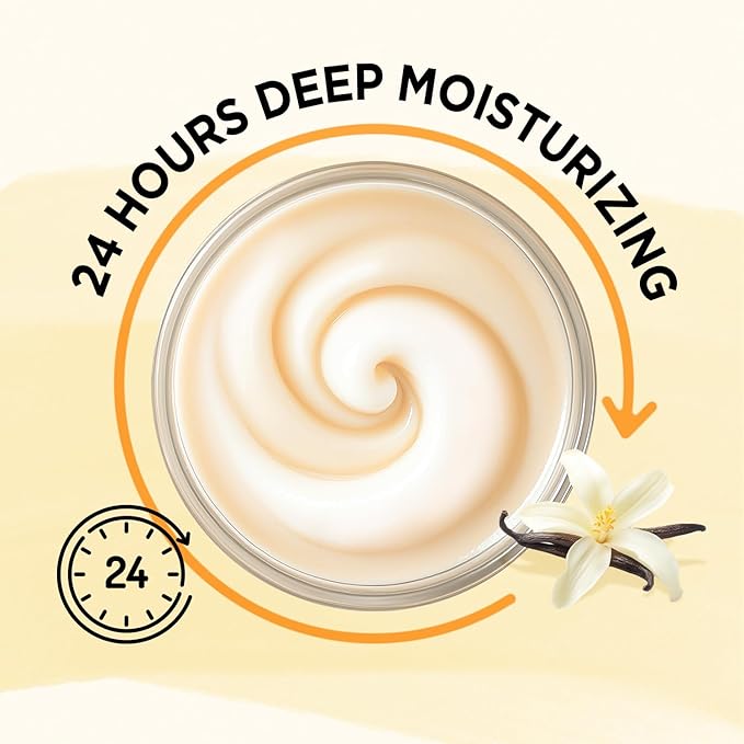 Vanilla Whipped Shea Body Butter, Natural Whipped Shea Butter for Women Dry Skin, Vanilla Scented Body Care, Gentle Hydration with Long Lasting Moisture 6.8 floz