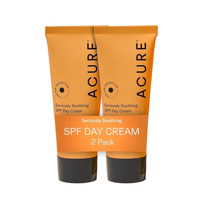 Acure Seriously Soothing SPF 30 Day Cream - Face Moisturizer with SPF 30, Anti Aging Zinc Oxide Sunscreen, Hydrating Face Cream, Daily Facial Care for Women & Men w/Niacinamide - 1.7 fl oz (2 Pack)