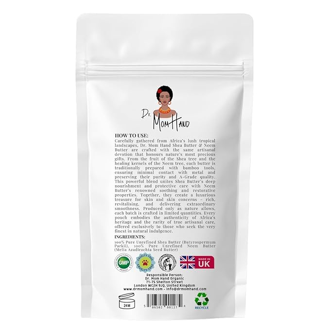 Organic Raw Shea and Neem Butter | 100% Pure,Natural & Unrefined, Skin Care for Eczema Relief, Vegan, 3,53oz