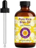 dève herbes Rice Bran Oil (Oryza sativa) with Glass Dropper | Cold Pressed | Pure | Natural | For Diluting Essential oils | For Hair, Skin & Massage | Non-Sticky| Lightweight| Unisex | 120ml (4 oz)