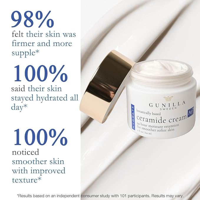 GUNILLA Ceramide Cream A17 – Spa-Grade Moisturizer with 17 Plant-Based Actives. For All Skin Types, Especially Dry or Sensitive. Fragrance-Free. Vegan. (2 oz)