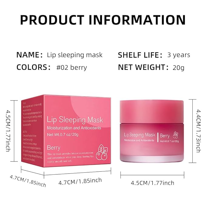 FeiCuiYun Lip Sleeping Mask, Moisturization and Antioxidants, Nourish, Hydrate, Flaky, Dry Lips (02#Jam fruit, 1Pcs)
