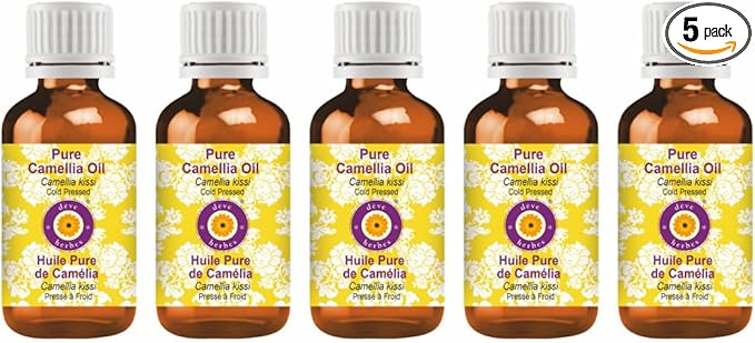 Deve Herbes Pure Camellia Oil (Camellia kissi) Cold Pressed 100ml X 5 (16.9 Oz)