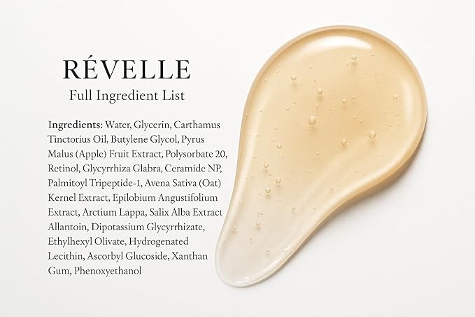 Révelle Retinol Serum with 1% Retinol, Peptides, Ceramides & Oat Extract, Anti-Aging Face Serum for Fine Lines, Dark Spots & Wrinkles, 1 Fl Oz