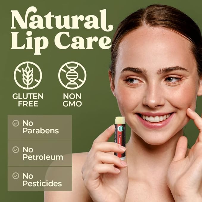 Earth's Daughter USDA Organic Lip Balm 6-Pack - Fruit Flavors, Beeswax, Coconut Oil, Vitamin E - Best Lip Repair Chapstick for Dry Cracked Lips - Moisturizing Lip Care
