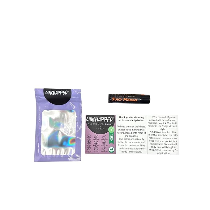 Vegan Lip Balm - All Natural and Free of Beeswax, Soy, Nut, and Top 9 Food Allergens (Mango)