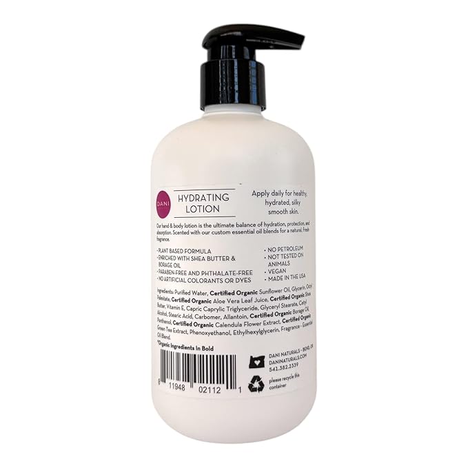 DANI Naturals Passion Fruit Hydrating Lotion, Vegan, Paraben-Free, Made with Organic Ingredients, 12 fl oz