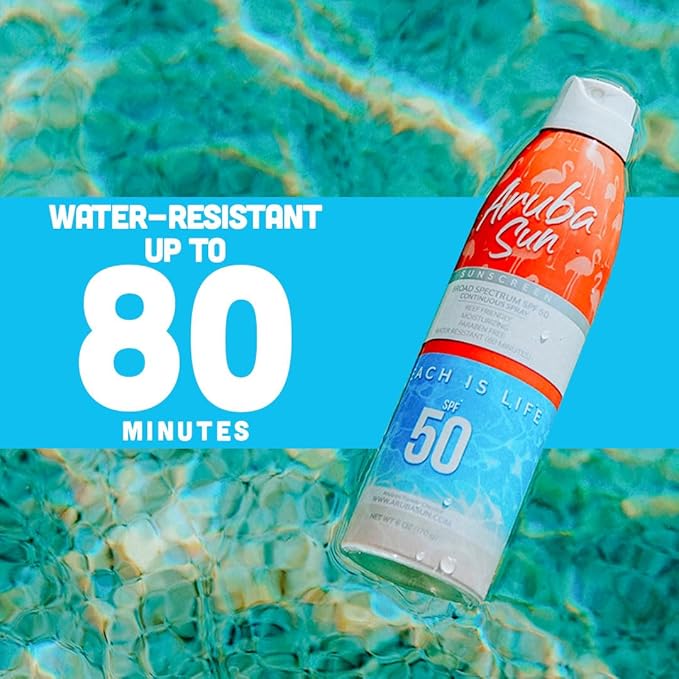 SPF 50 Sunscreen Spray 6oz - Reef Act Compliant no 67 Octinoxate & Oxybenzone Free - Sun Screen Broad Spectrum UVA/UVB - Sunscreen Waterproof and Non-Greasy