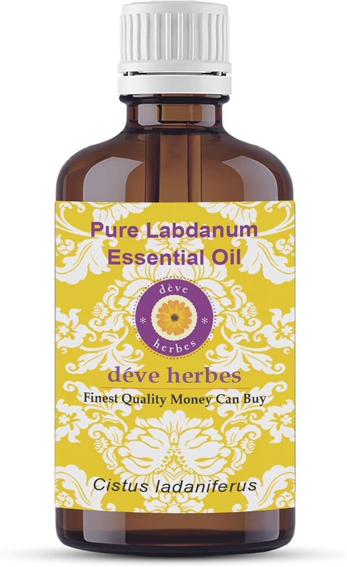 Deve Herbes Pure Labdanum Essential Oil (Cistus ladaniferus) Steam Distilled 100ml (3.38 oz)