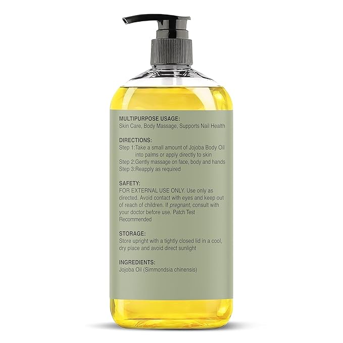 Majestic Pure Jojoba Oil - 100% Pure & Natural - Premium Grade, Cold-Pressed, Hexane-Free Carrier Oil for Skin, Hair and Body - Moisturizing Skin, Hair and Scalp - 8 Fl Oz