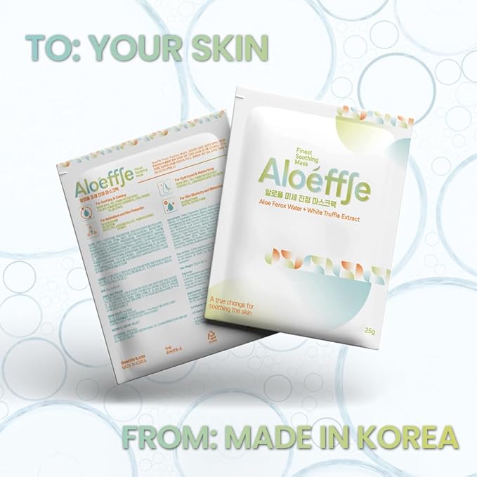 (68% EWG 1G Cape Aloe Water) Aloeffle Finest Soothing Premium Mask pack - Infused with White Truffle, Resveratrol & 4D Hyaluronic Acid - Professional Cooling Care for Stressed & Sensitive Skin