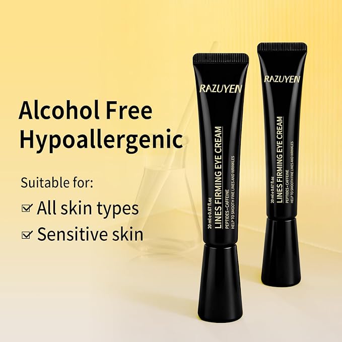 Under Eye Cream For Dark Circles, Puffiness and Wrinkles, Hyaluronic Acid + Peptide + Caffeine Eye Cream Anti Aging, Hydrating Eye Care, 20ml/0.67 fl oz