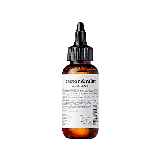Red by Kiss Professional 99% Natural Hair Oil, Organic Vegan Oil Blend for Strengthen & Refresh Hair, Biotin Infused, Nourish Add Shine & Smooth Hair (Castor & Mint, 2.5 Fl Oz)