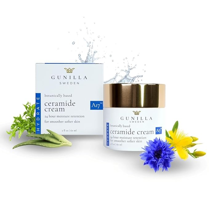 GUNILLA Ceramide Cream A17 – Spa-Grade Moisturizer with 17 Plant-Based Actives. For All Skin Types, Especially Dry or Sensitive. Fragrance-Free. Vegan. (2 oz)