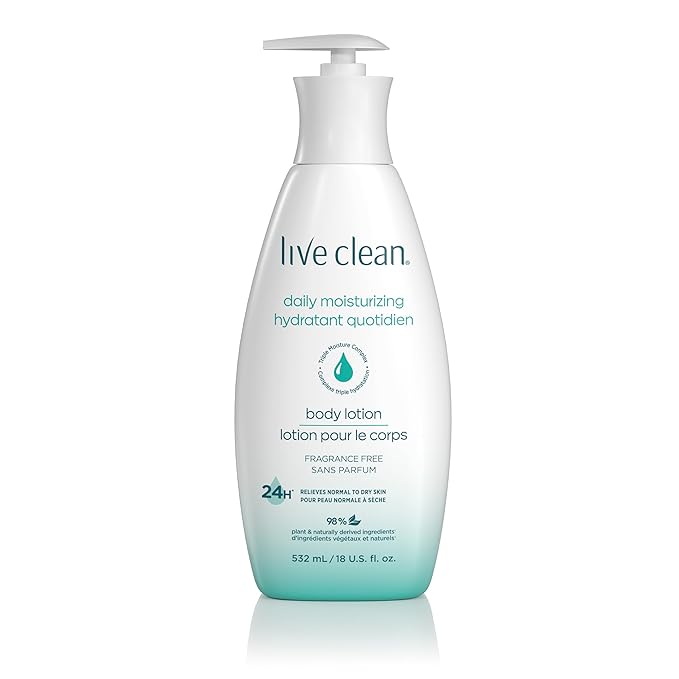 Live Clean Daily Moisturizing Body Lotion, Fragrance Free, 18 Fl Oz