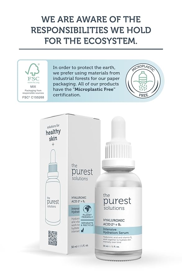 The Purest Solutions Intensive Hydration Serum (Hyaluronic Acid 2% + B5) - Moisturizing Anti-Aging Care for All Skin Types - Vegan | Cruelty Free | Eco Friendly (1 fl. oz)