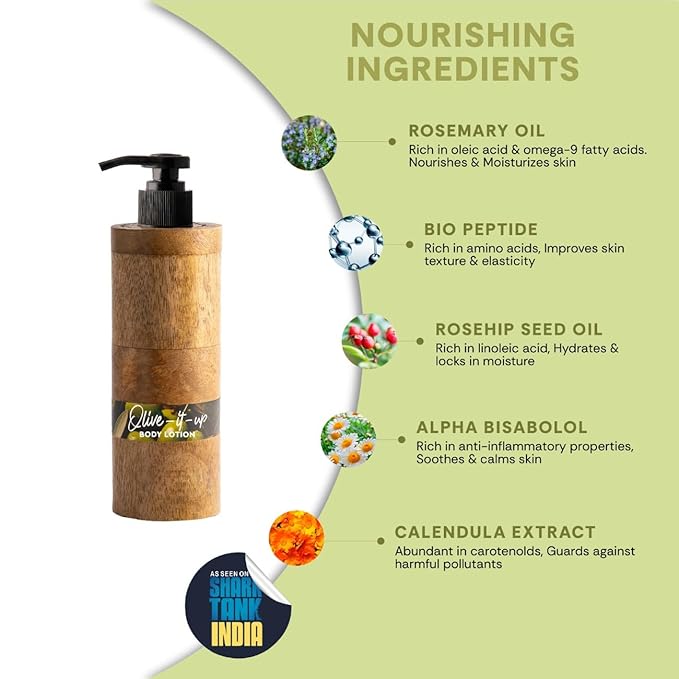 Mintree Certified Organic & Vegan, Unisex Olive Body Lotion, Long Lasting Fragrance, Silicon & Paraben Free, Moisturizes, Nourishes & Hydrates for 48 Hr
