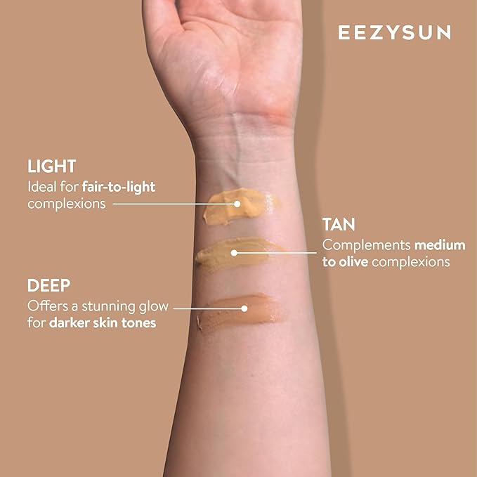 EEZYSUN BARE Tinted Sunscreen for Face SPF 50 - Non-Greasy, Weightless, Water-Resistant, Vegan & Reef-Safe Tinted Moisturizer with SPF, Hyaluronic Acid, Jojoba Oil - All Skin Types, 1.69 fl oz - Light