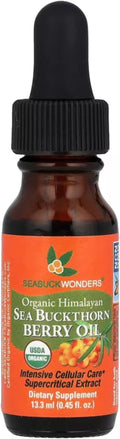 SeabuckWonders Organic Sea Buckthorn Berry Oil, 0.45 Fl Oz, 13 Servings, with Omega 3,6,7,9, Used Topically & Orally, Supports Hair, Skin & Nail Health