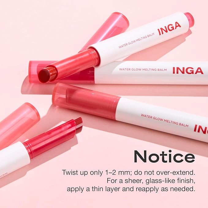INGA Water Glow Melting Balm - Hydrating Tinted Lip Balm with Soft, Melt-On Texture, Natural Sheer, Glass-Like Finish with Non-Sticky, Lightweight Comfort (GRAPE JUICE)