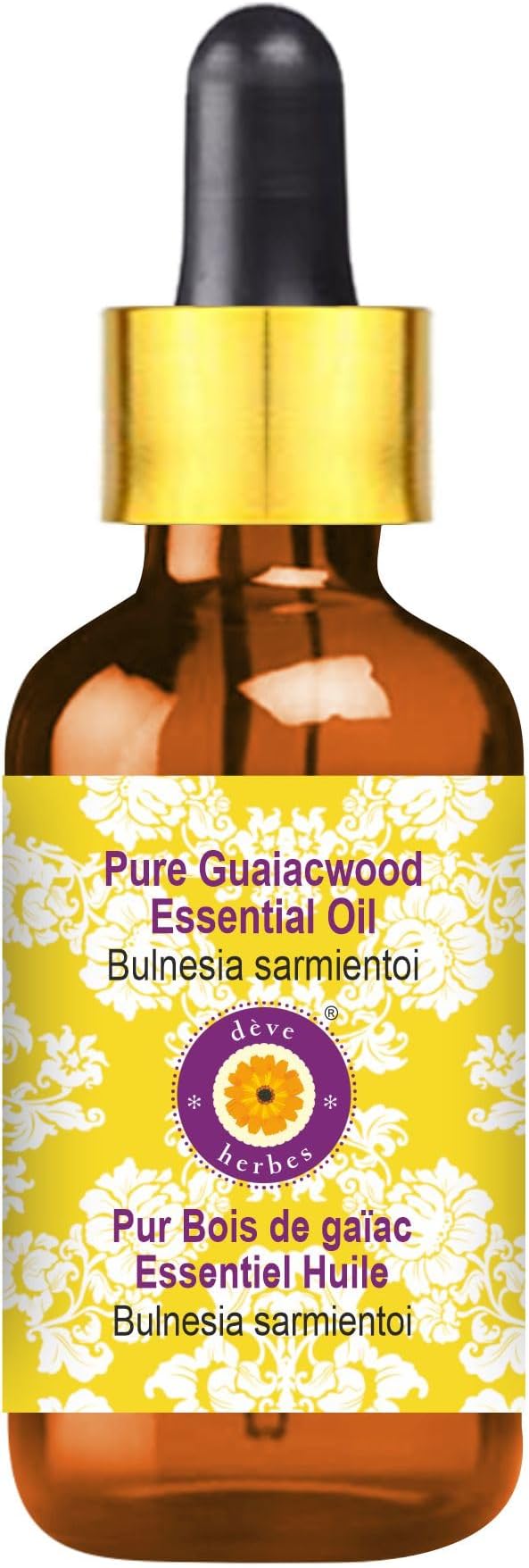 dève herbes Guaiacwood Essential Oil (Bulnesia sarmientoi) with Glass Dropper | Pure | Non-Sticky | Non-Greasy | Lightweight | Men & Women | All Skin Types | Steam Distilled 100ml (3.38 oz)