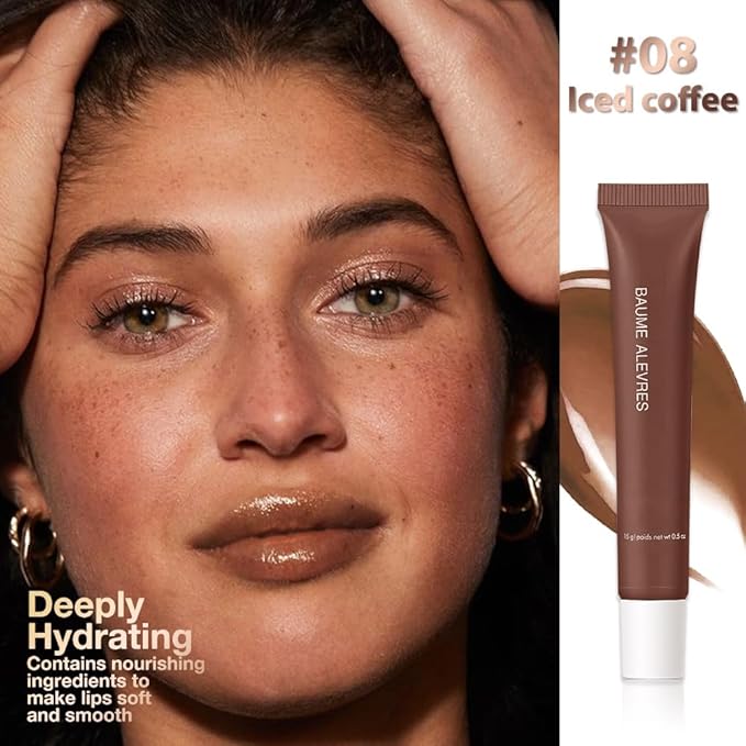 Butter Lip Balm – Ultra-Hydrating Lip Care with Shea Butter & Olive Oil, Soothes Dry Lips with Natural Tint & Gloss Effect, Lip Plumper Moisture & Light Lip Stain Finish #8 ICed Coffee