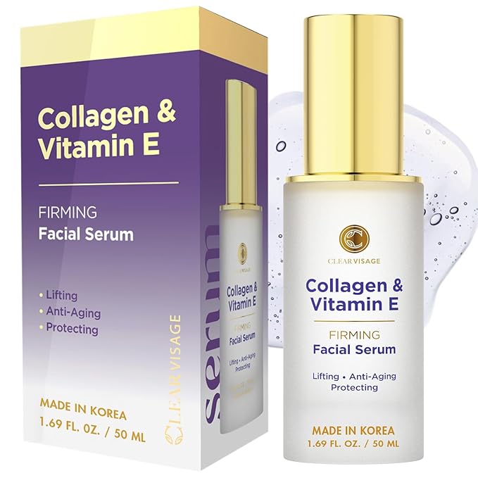 Collagen & Vitamin E Face Serum - Dermatologist Tested, Anti Aging Korean Skin Care - Hydrates, Firms & Smooths Fine Lines - Vegan, Clean Beauty, Cruelty-Free - 1.69 Fl Oz