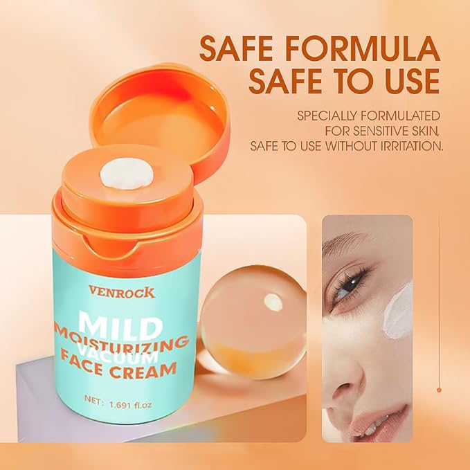 Venrock Mild Face Cream, Daily Facial Moisturizer for Sensitive Skin, Hydrating & Nourishing Skincare with Macadamia Oil+Probiotics+Hyaluronic Acid, Repair Barrier, 72 H Moisture Lock, 1.69 fl oz
