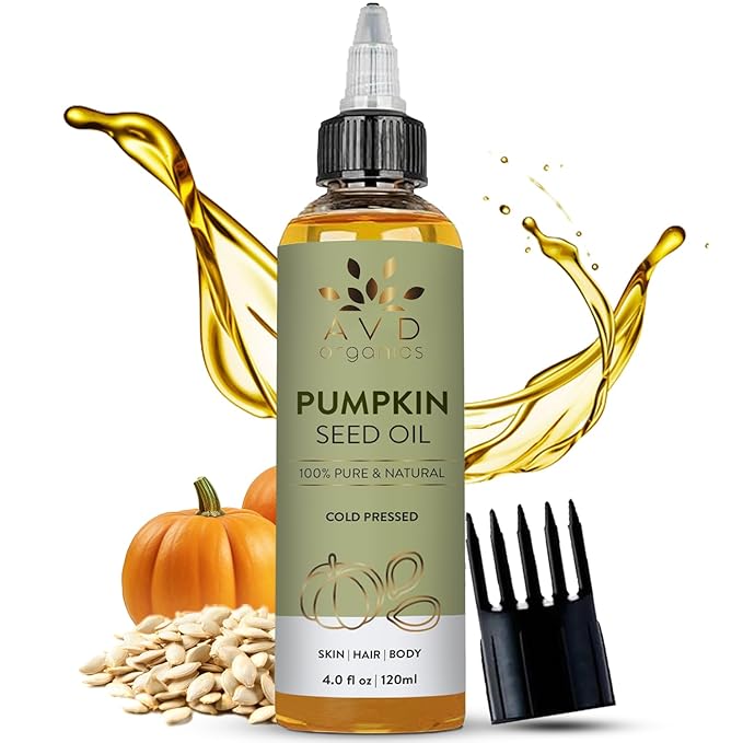 AVD ORGANICS Pumpkin Seed Oil 120ml – 100% Pure Cold-Pressed Pumpkin Oil For Hair, Beard, Face, Skin & Scalp | Moisturising & Conditioning - 4.05 fl oz