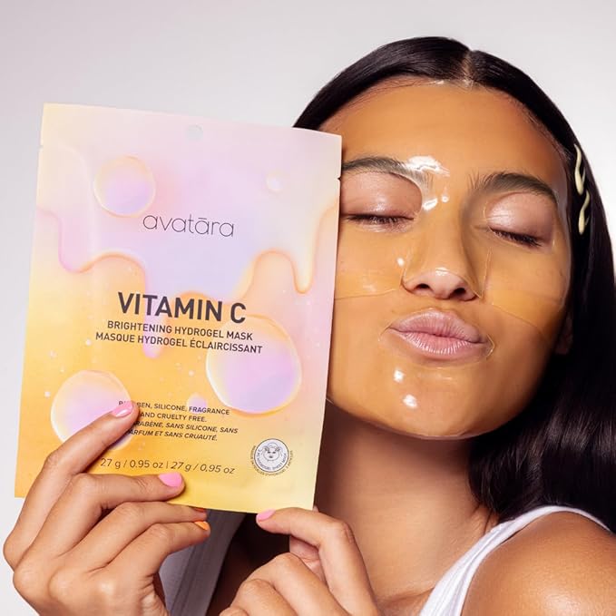 Avatara High-Key Glow 8-Pack Water-gel & Hydrogel Variety Sheet Mask Set, 2 Each: Hyaluronic Acid, Vitamin C, You C This?, Re-Dew | 0.71 fl. oz / 21 mL & 0.95 oz / 27 g
