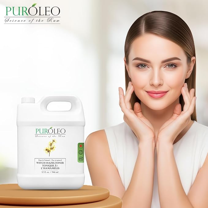 PUROLEO Witch Hazel Toner 32 Fl Oz/946 ML (Packed in Canada) Refresh and Revitalize Your Skin with | Premium Bottle | Luxury Skin Care Toner | Facial Toner for Postpartum & Skincare
