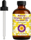 dève herbes Organic Virgin Coconut Oil (Cocos nucifera) with Glass Dropper | Cold Pressed | Pure | For Diluting Essential oils | Hair, Skin & Massage | Non-Sticky| Lightweight| Unisex | 120ml (4 oz)
