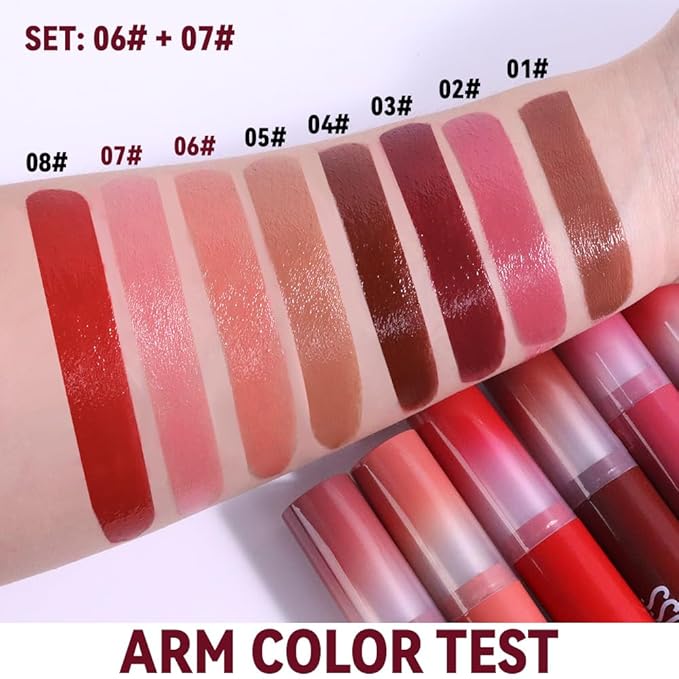 2Pc Butter Lipstick Tinted Lip Balm, Shine Moisturizing Plumper Lipstick for Women, Natural Nourishing Hydrating Lip Gloss Stain for Dry Lips, Lightweight Lip Liner Care Vegan Makeup, 06 & 07