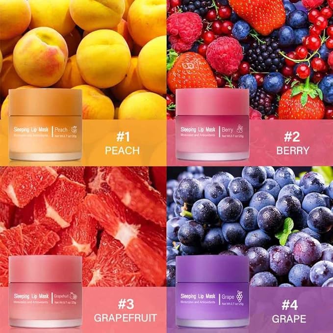 Sleeping lip mask, Nourish & Hydrate Lip Mask With Vitamin C, Antioxidants, Lip Balm, Lip Skin Care, Improve Lip Color, Reduce Lip Lines (Grape)