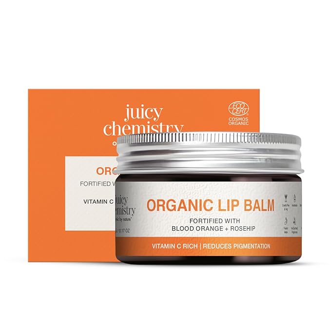 Juicy Chemistry Blood Orange & Rosehip Organic Lip Balm For PiGmented & Chapped Lips, 5 Gm